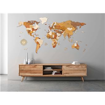 Carte 3D du monde en bois - XL Traveler (200x100 cm) – magnifique décoration  murale - Achat & prix