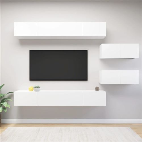 Non Communiqué Blanc Ensemble De Meubles Tv 6 Pcs Bois D Ingénierie