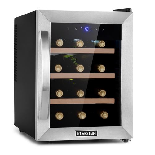 Cave À Vin - Klarstein Reserva 12 - Cave De Service - 31L - 11-18°C - Porte Vitrée - Noir Et Gris