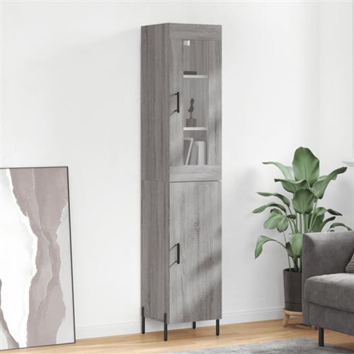 Non Communiqué Gris Buffet Haut Sonoma 34,5X34x180 Cm Bois D Ingénierie