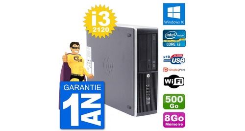 Pc hp compaq pro 6300 sff intel i3-2120 ram 8go disque dur 500go windows 10 wifi