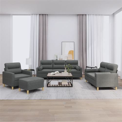 Non Communiqué Gris Foncé Ensemble De Canapés 4 Pcs Coussins Tissu