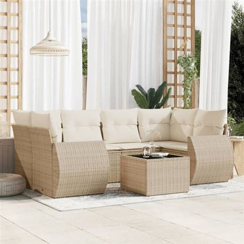 Non Communiqué Beige Salon De Jardin Modulable Vidaxl Rotin 7 Pieces 62 X 62 X 69 Cm