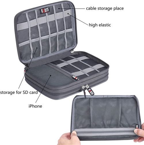 Lot De 3 Boîtes De Rangement Câbles Avec Support Téléphone – Organisateur Voyage Et Bureau – Polypropylène Léger