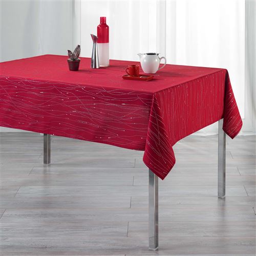 Nappe rectangle 140 x 300 cm polyester applique filiane Rouge