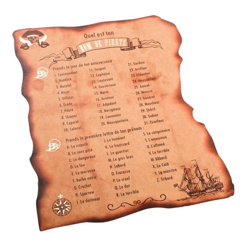 8 cartes jeu nom de pirate chasse trésor 25x20cm - 79595