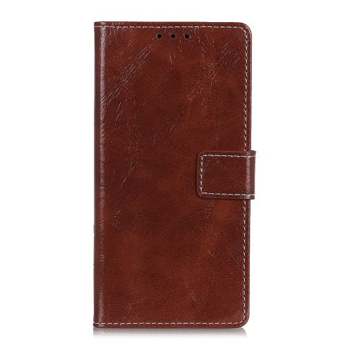 Etui en PU crazy horse rétro stand marron pour votre LG G8 ThinQ