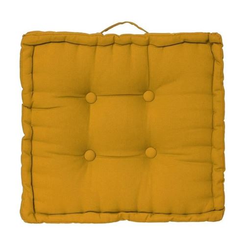 Paris Prix Jaune, Jaune Coussin De Sol Dorian - 40 X 40 Cm - Jaune Ocre - Image 1