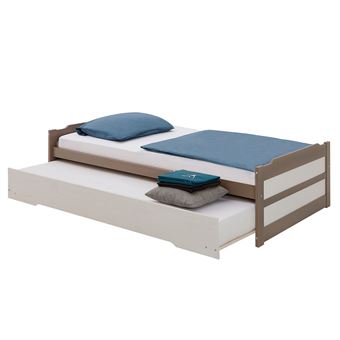 Lit Gigogne Lorena 1 Personne Tiroir Lit Fonctionnel 90 X 190 Cm Pin Massif Lasure Taupe Et Blanc Achat Prix Fnac