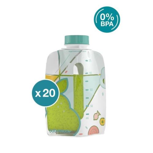 ustensiles repas bebe lot de 20 gourdes foodii™ réutilisables pour bébé et enfant