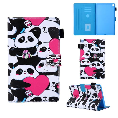 Etui en PU impression de motifs avec support multi-angle et porte-carte pandas pour votre Samsung Galaxy Tab A 8.0 Wi-Fi (2019) SM-T290/T295