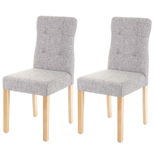 2x chaise de salle à manger MENDLER HWC-E58, fauteuil tissu gris, pieds clairs