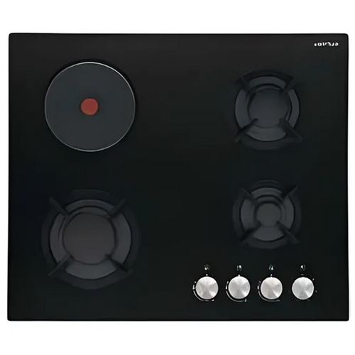 Airlux Av647Hbk - Table De Cuisson Gaz Et Électrique - 4 Plaques De Cuisson - Niche - Largeur : 55 Cm - Profondeur : 47 Cm - Verre Noir