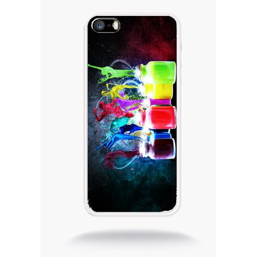 Coque Peinture Abstrait Silhouette Compatible Apple Iphone 5 Silicone Blanc Mat