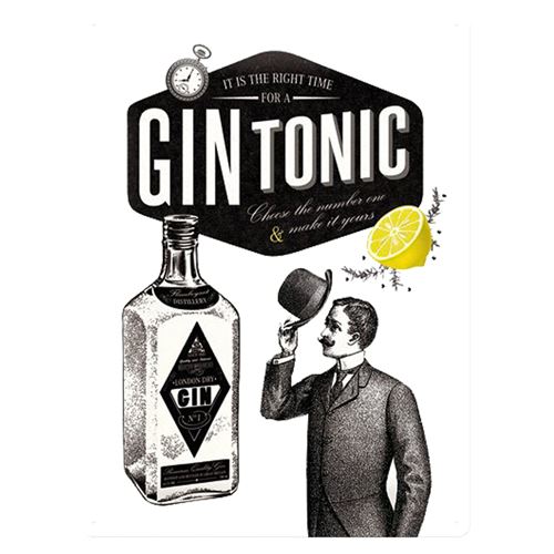 Gin Tonic Cocktail plaque décoration vintage rétro - 40 x 30 cm