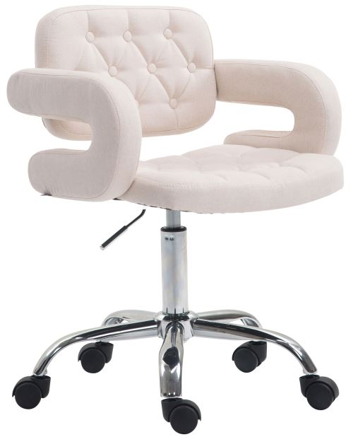 Tabouret de travail Dublin en Tissu - Chaise de bureau réglable en hauteur Pivotante Roulettes - Couleur Beige