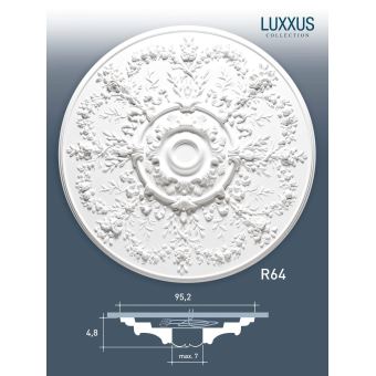 Rosace Decoration De Plafond Element De Stuc Orac Decor R64 Luxxus Element Decoratif Blanc 95 Cm Diametre Achat Prix Fnac