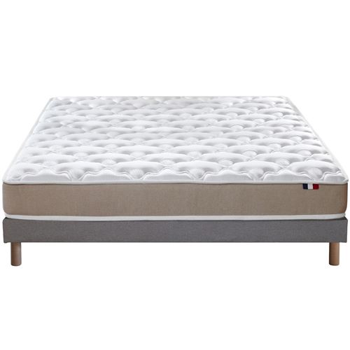 Ensemble matelas accueil latex 3 zones sommier gris 140x190