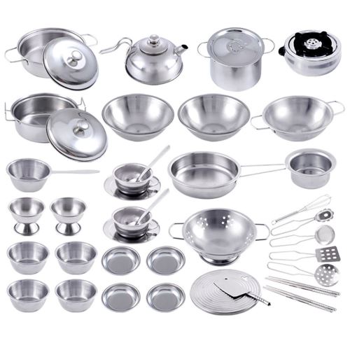 40Pcs Set Kids Play Maison Cuisine Jouets Batterie de Cuisine Ustensiles de Cuisine Pots Pans Cadeau BT360
