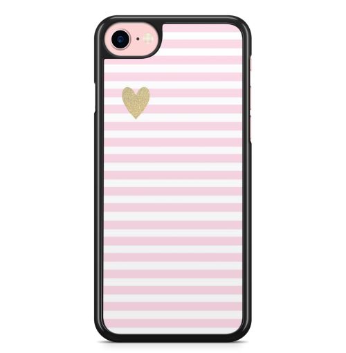 Coque Fifrelin pour iPhone 7 et iPhone 8 Coeur Or Mariniere Rose