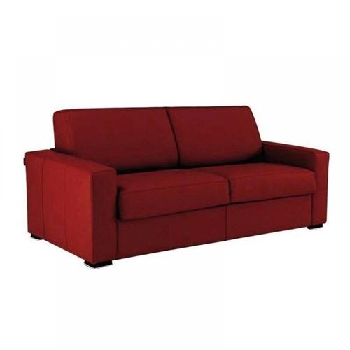 Canapé convertible RAPIDO 140cm DREAMER CUIR VACHETTE bordeaux,. matelas 16 cm