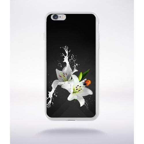 Coque Lys Blanc Coccinelle Sur Fond Gris Compatible Iphone 6 Plus Transparent
