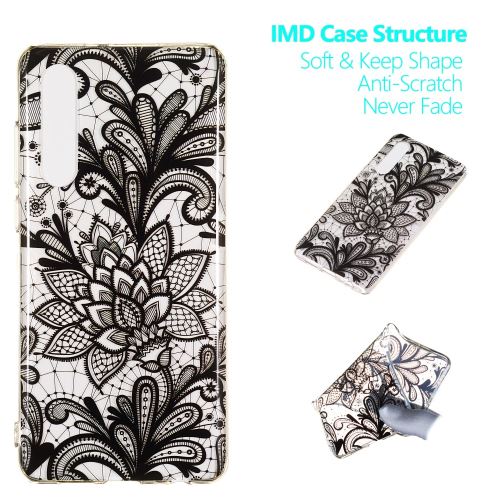 Coque en TPU impression de motifs flexible fleur noire pour votre Huawei P30