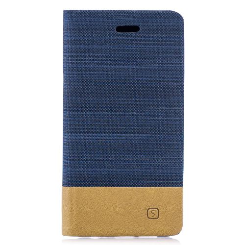 Etui en PU toile bicolore avec porte-cartes et support avec support bleu foncé pour votre Huawei P30