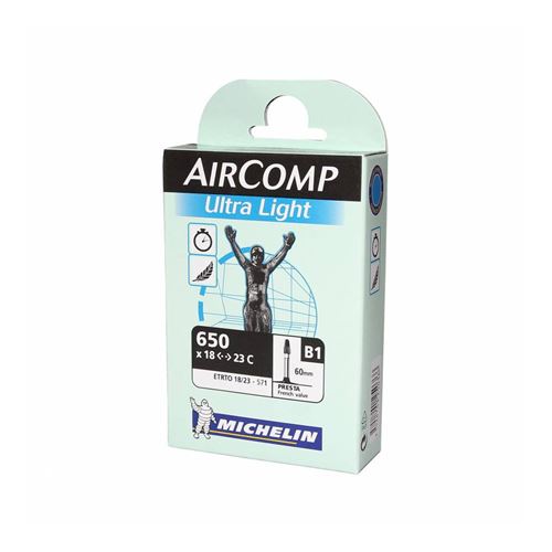 Chambre a air velo 650 x 18-23 michelin b1 ultralight valve presta 60mm 72g