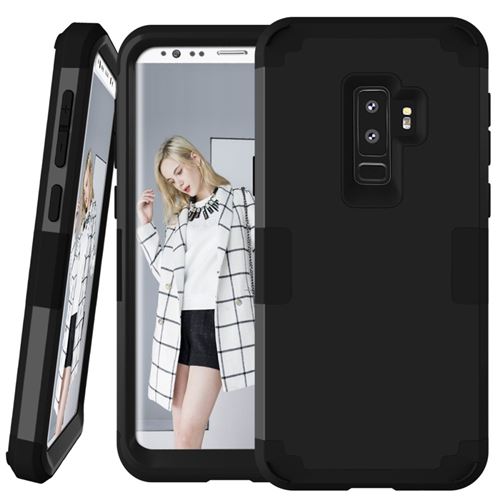 Coque en silicone 3 pièces hybride résistant aux chocs noir pour votre Samsung Galaxy S9 Plus SM-G965