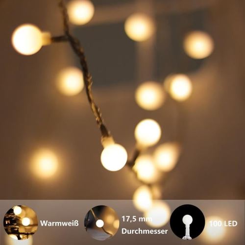 AOOKEY LED Guirlande Lumineuse 10M 80 Ampoules LED à Piles Petites Boules Blanc Chaud Décoration Romantique 