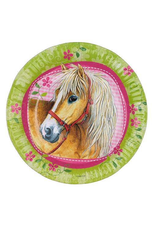 Assiettes en carton - Chevaux : Lot de 8 assiettes 23 cm