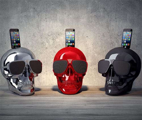 Enceinte Bluetooth Jarre Aeroskull HD+ Noir Mat - Design Tête De Mort - Son Puissant 120W - Subwoofer Intégré - 7