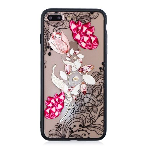 Coque en TPU dentelle 3D décor strass hybride fleur vive pour votre Apple iPhone 8 Plus/7 Plus 5.5 inch