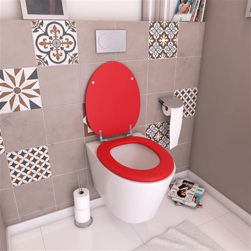 Abattant WC - en MDF avec charnières en métal réglables - WHISY RED
