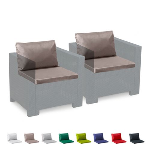 Grand Soleil - Coussins de rechange imperméables salon de jardin Rotin Bica Grand Soleil set 2 places, Couleur: Marron