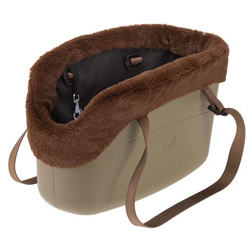 WITH ME Sac de transport avec fourrure pour chien sable 21,5 x 43,5 x 27cm