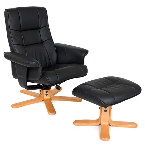 TecTake Fauteuil relax avec pied en croix - noir/beige