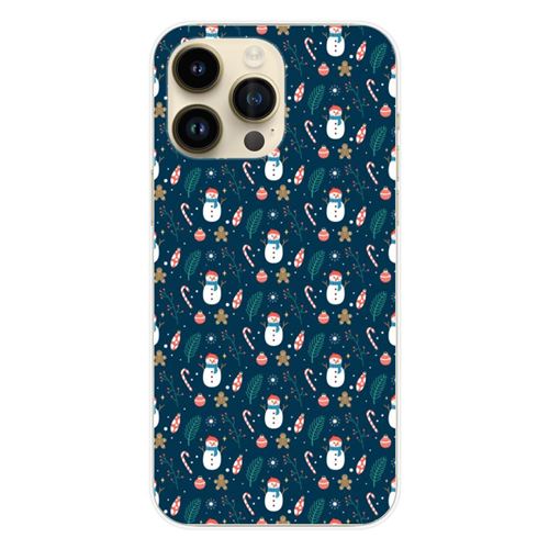 Coque en silicone imprimée compatible Apple iPhone 14 Pro Max NO Bonhomme de neige