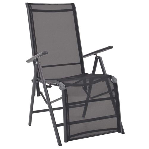Vidaxl Noir Chaise Inclinable De Terrasse Aluminium Et Textilène