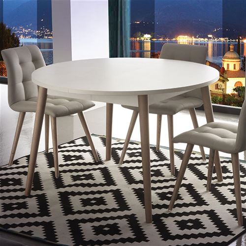 1939 89 Sur Table Scandinave Extensible Blanche Et Bois Clair