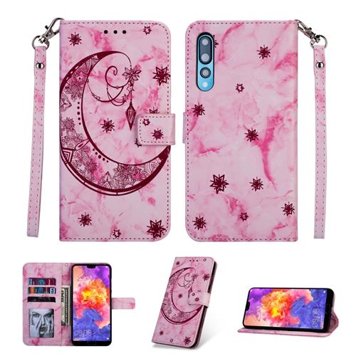 Etui en PU marbre lune rose pour votre Huawei P20 Pro