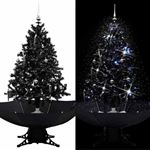 vidaXL Arbre de Noël Neigeux avec Base de Parapluie Décoration de Noël Sapin Artificiel Salon Salle de Séjour Maison Intérieur Noir 140 cm PVC