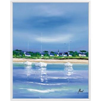 Poster Reproduction Encadré: Frederic Flanet - Village Breton (50x40 cm), Cadre Plastique, Blanc - 1