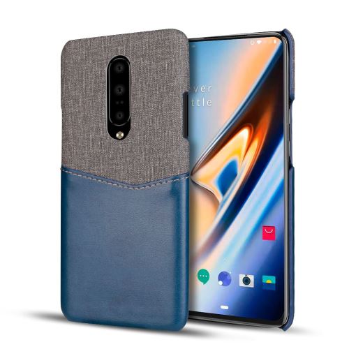 Etui en PU épissage de tissu avec fente pour carte bleu pour votre OnePlus 7