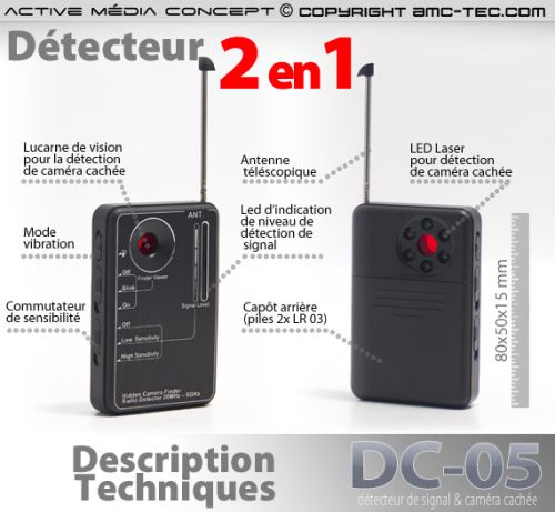 Détecteur sans fil pour appareil photo Détecteur d'espionnage Détecteur de  caméra cachée sans fil Détecteur