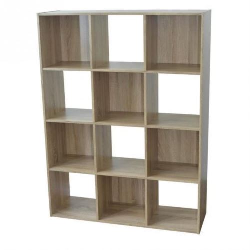 Etagère cube en bois H123 L92cm 12 niches COMPO - Chêne