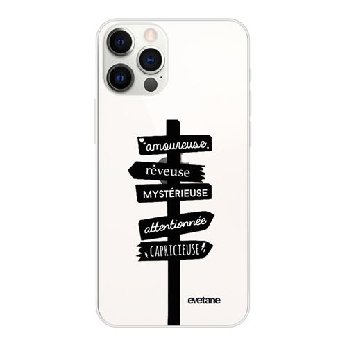 Coque pour iPhone 12/12 Pro souple transparente Traits De Caractère Motif Ecriture Tendance [Evetane®]