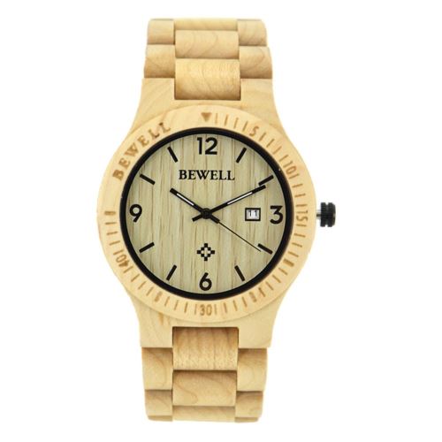 Montre Homme Quartz en bois érable blanc 086B