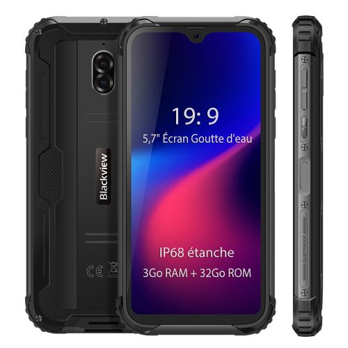 Smartphone IP68 étanche 4G Blackview BV5900 5.7'' Écran 3Go Ram 32Go Rom Android 9.0 Téléphone portable Incassable - Noir